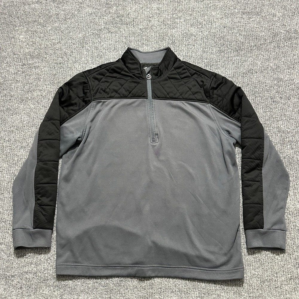 Short Par‎ 4 Mens 1/4 Zip Pullover Large Gray Black Quilted Shoulder Athletic